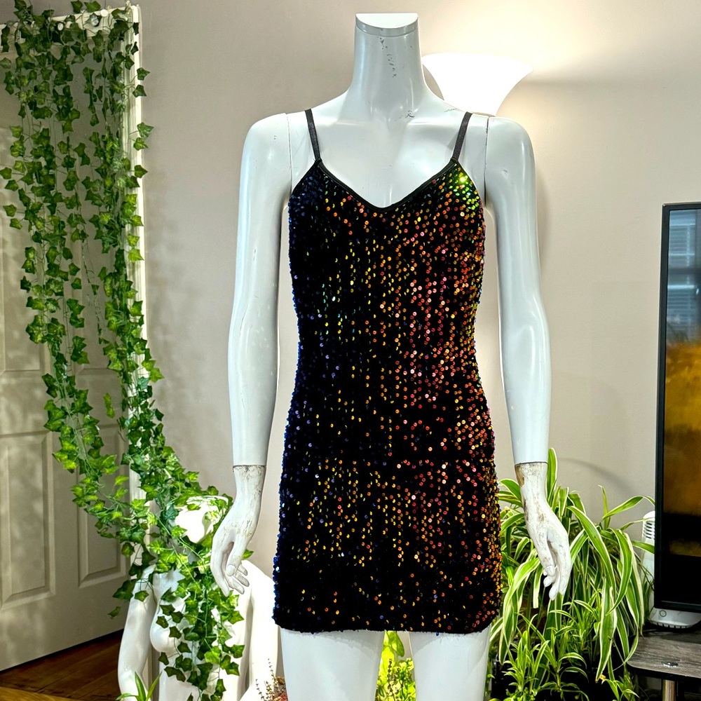 women’s sexy sequin glitter spaghetti straps bodycon